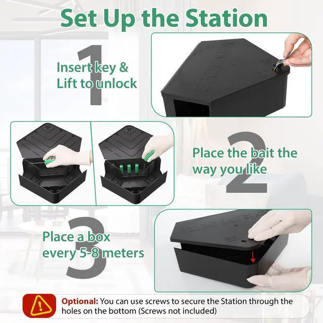 Alt view image 5 of 7 - Rat Station Box with Keys, Rodent Station Keeps Rats Away, Keeps Children and Pets Safe, Key Unlocking, Reusable & Long-Lasting, Indoor & Outdoor