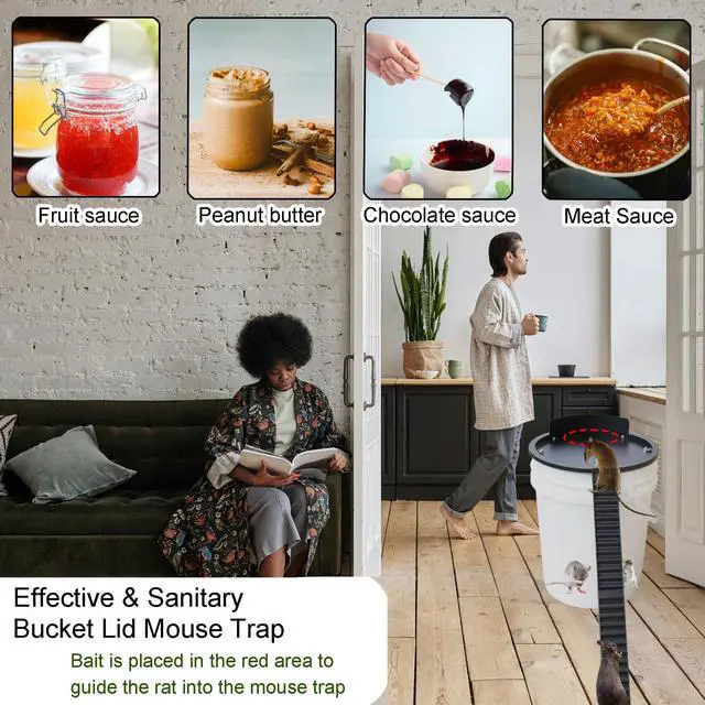 Alt view image 6 of 6 - Bucket Lid Mouse Trap Metal 5 Gallon Bucket lid,Strong Metal Material That Cannot be Bitten, auto Reset, (1pack)