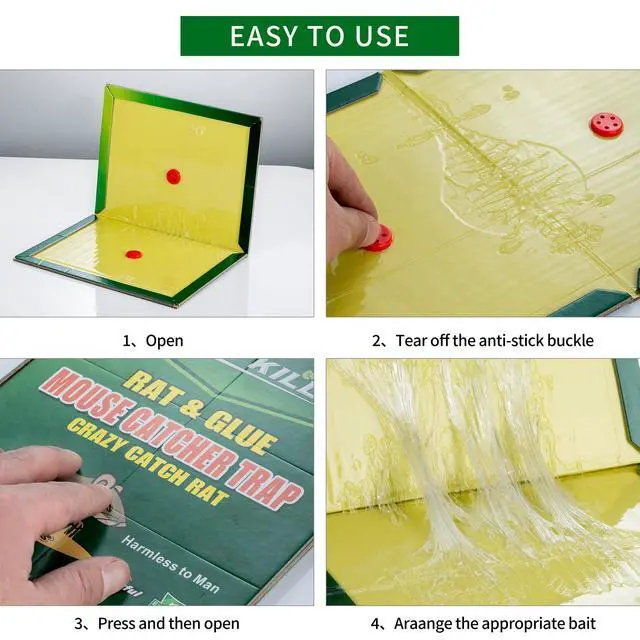 Alt view image 4 of 6 - 10-Pack Large Mouse Glue Traps with Enhanced Stickiness, Rat Snake Sticky Pad Board for House Indoor Outdoor, Easy to Set, Extra Large