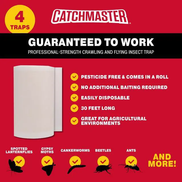 Alt view image 5 of 7 - Tree Shield Lantern Fly & Ant Traps Insect Barrier, 4 Rolls 30ft Each, Outdoor Adhesive Crawling Insect Trap to Protect Trees, Fruit & Plants, Pest Control Lawn & Garden