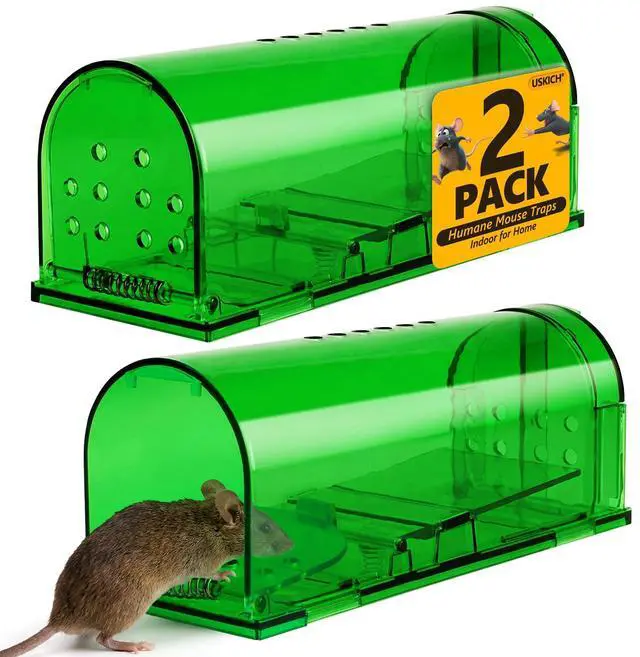 Main image of 2 Pcs Humane Mouse Traps No Kill,Catch and Release Mouse Traps That Work,Live Mouse Trap Small Capture Cage,Reusable Mice Trap Catch for House & Outdoors