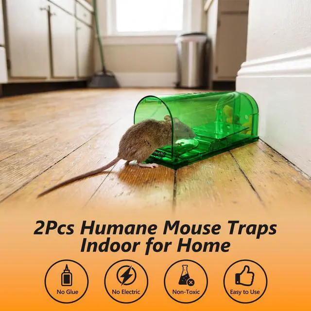 Alt view image 2 of 7 - 2 Pcs Humane Mouse Traps No Kill,Catch and Release Mouse Traps That Work,Live Mouse Trap Small Capture Cage,Reusable Mice Trap Catch for House & Outdoors