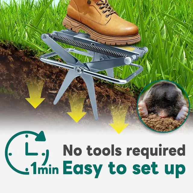 Alt view image 2 of 7 - 2 Pack Mole Traps,Galvanized Steel Scissor Trap,Reusable Mole Trap Killer,Easy Set Trap for Lawns