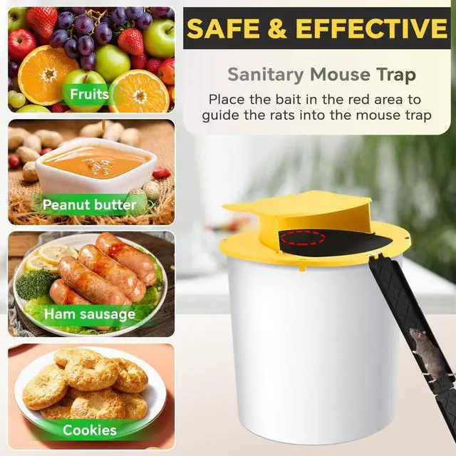 Alt view image 4 of 7 - Mouse Trap Bucket Lid, 5 Gallon Bucket Lid Mouse Rat Trap, Multi-Catch, Auto Reset, Reusable Mice Trap Lid for Indoor Outdoor Use