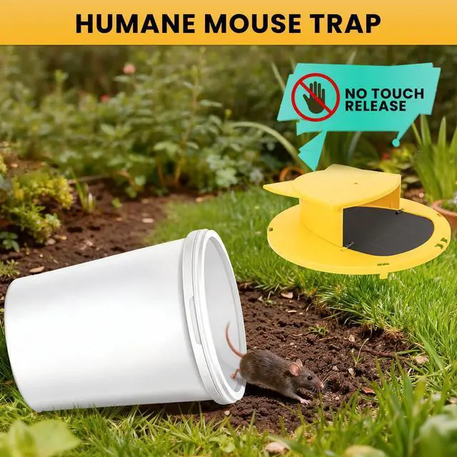 Alt view image 5 of 7 - Mouse Trap Bucket Lid, 5 Gallon Bucket Lid Mouse Rat Trap, Multi-Catch, Auto Reset, Reusable Mice Trap Lid for Indoor Outdoor Use