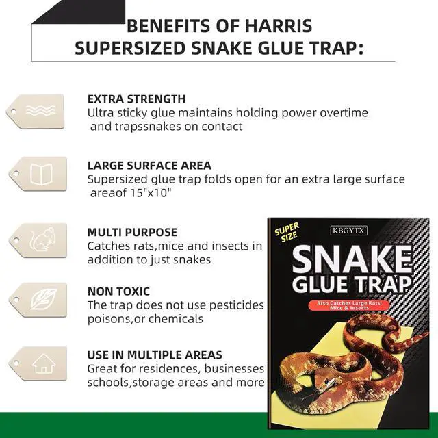 Alt view image 5 of 7 - 4 Pack 10" x 16" Large Snake Glue Traps with Enhanced Stickiness, Snake Rat Sticky Pad Board for House Indoor Outdoor, Sticky Glue Traps for Snakes, Mice, Rats, Easy to Set