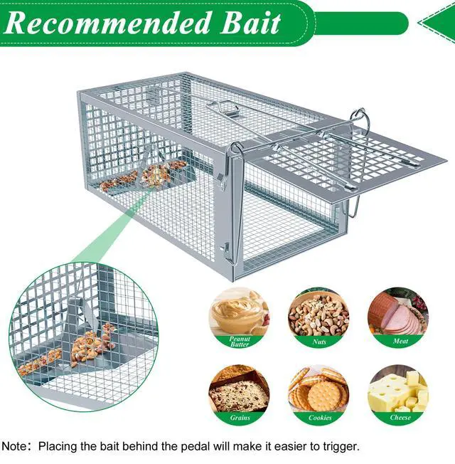 Alt view image 5 of 7 - 2 Packs Humane Rat Mouse Trap Outdoor Live Animal Cage Indoor & Outdoor