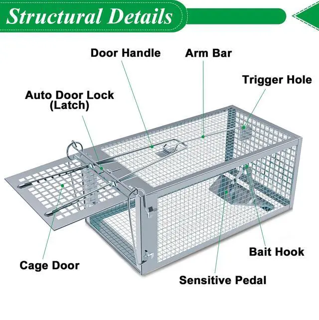 Alt view image 6 of 7 - 2 Packs Humane Rat Mouse Trap Outdoor Live Animal Cage Indoor & Outdoor