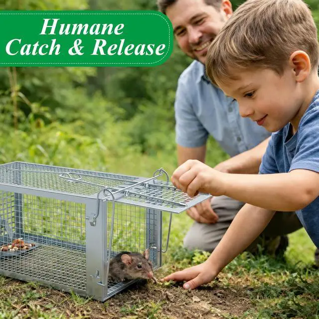 Alt view image 2 of 7 - 2 Packs Humane Rat Mouse Trap Outdoor Live Animal Cage Indoor & Outdoor