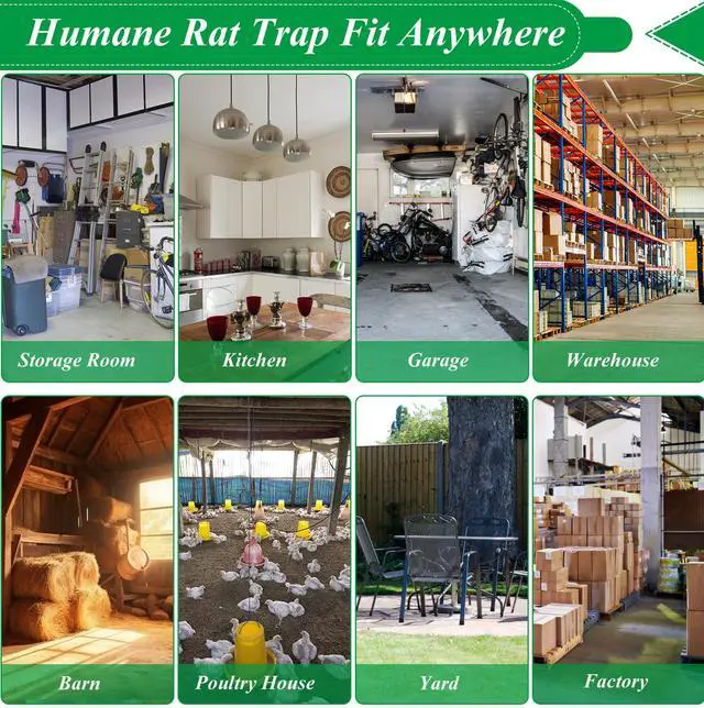 Alt view image 7 of 7 - 2 Packs Humane Rat Mouse Trap Outdoor Live Animal Cage Indoor & Outdoor