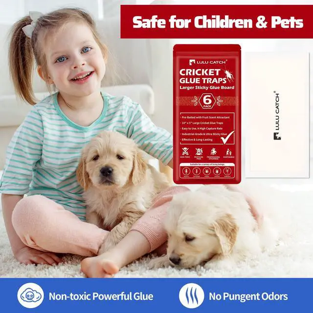 Alt view image 7 of 7 - Cricket Insect Glue Traps - 6 Pack Bug Cockroach Sticky Traps, Large Spider Trap with Pre-Baited Attractant, Highly Effective Glue Boards Indoor, Non-Toxic Pet Safe, Easy to Use