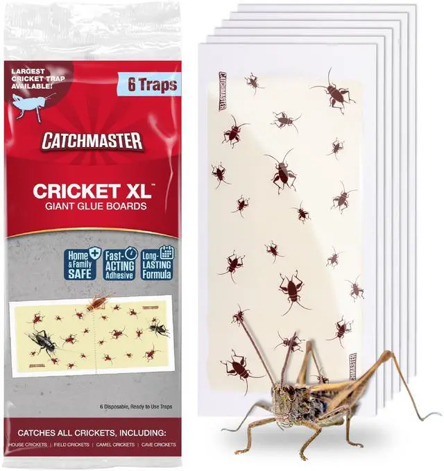 Main image of Cricket XL Giant Glue Boards 6-Pk, Adhesive Bug Catcher Cricket Traps Indoor, Sticky Trap for Inside Your Home, Bulk Insect Killer, Insect Traps for House & Garage, Pest Control for Home