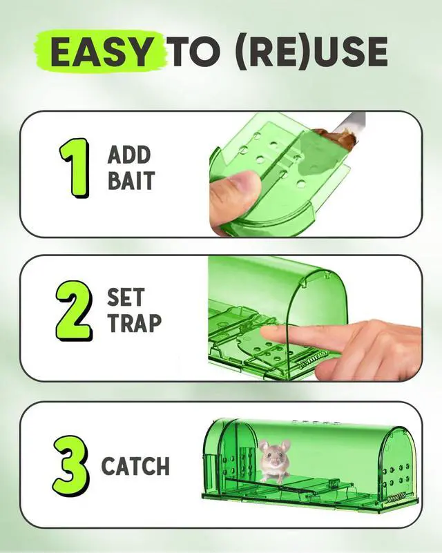 Alt view image 4 of 7 - Mouse Humane No Kill Mouse Traps Live Catch & Release - 2 Pack