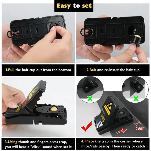 Alt view image 6 of 6 - Mouse Trap, Mouse Traps That Work Small Mice Trap Outdoor Indoor Best Snap Traps for Mouse/Mice Safe and Reusable 6 Pack Quick Kill Mice Traps