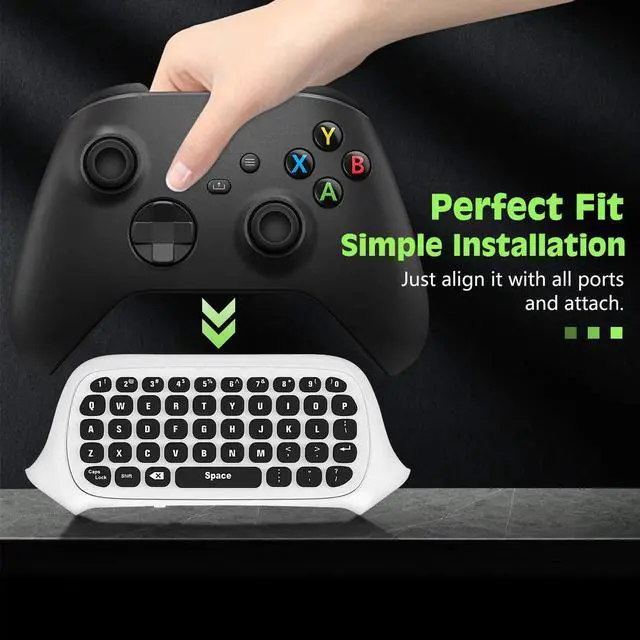 Alt view image 4 of 7 - Green Backlight Keyboard for Xbox Gaming Controller, White