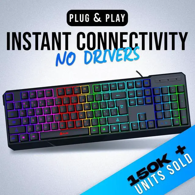 Alt view image 2 of 7 - USB RGB Gaming Keyboard, Wired PC Computer Keyboard, Membrane, Waterproof Durable, 2 ms Response, PS4/PS5 & Mac Compatible