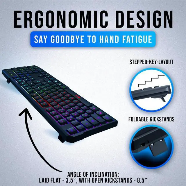 Alt view image 3 of 7 - USB RGB Gaming Keyboard, Wired PC Computer Keyboard, Membrane, Waterproof Durable, 2 ms Response, PS4/PS5 & Mac Compatible
