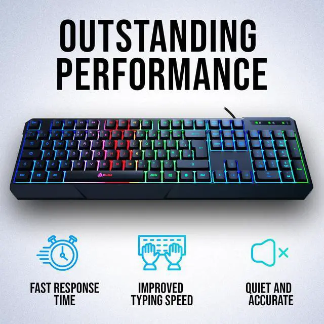 Alt view image 4 of 7 - USB RGB Gaming Keyboard, Wired PC Computer Keyboard, Membrane, Waterproof Durable, 2 ms Response, PS4/PS5 & Mac Compatible