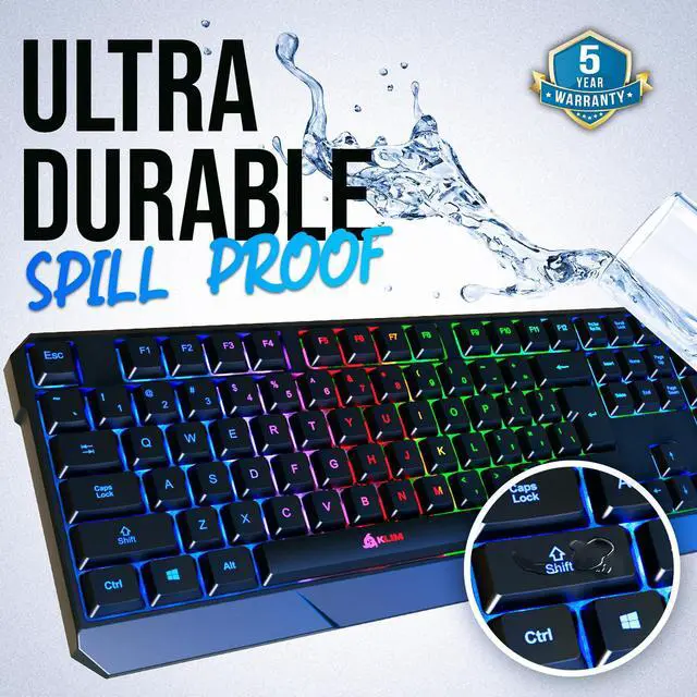 Alt view image 5 of 7 - USB RGB Gaming Keyboard, Wired PC Computer Keyboard, Membrane, Waterproof Durable, 2 ms Response, PS4/PS5 & Mac Compatible