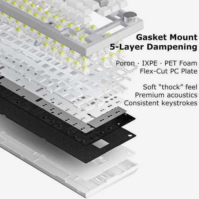 Alt view image 5 of 7 - Wired 75% Mechanical Keyboard, HP-Style Tactile, Hot-Swappable