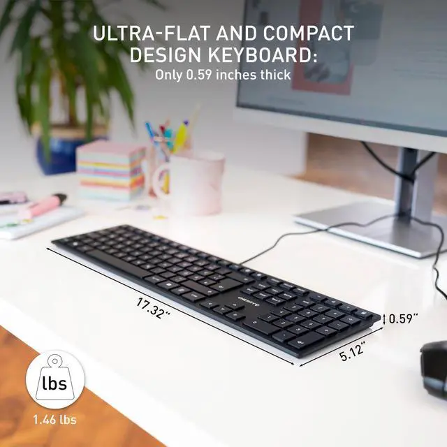 Alt view image 2 of 6 - Slim Keyboard - USB Interface - English (US) - SX Keyswitch (Black)