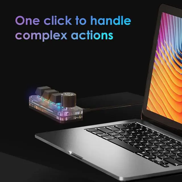 Alt view image 6 of 7 - Macro Pad Macropad Macro Programmable Keypad Customized 3-Key Mini Mechanical Gaming Keyboard, One Handed Keyboard RGB LED Backlit OSU Multifunctional Macropad wtih Knob Type C 1m Cable Black