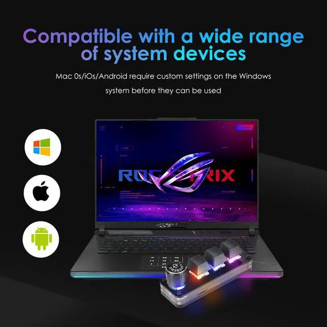 Alt view image 7 of 7 - Macro Pad Macropad Macro Programmable Keypad Customized 3-Key Mini Mechanical Gaming Keyboard, One Handed Keyboard RGB LED Backlit OSU Multifunctional Macropad wtih Knob Type C 1m Cable Black