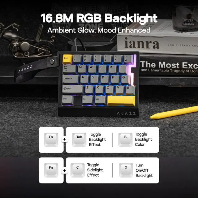 Alt view image 6 of 7 - One Handed Gaming Keyboard, 8Khz Polling, 29 Keys Rapid Fast Wired Keyboard, SOCD & DKS, Magnetic Switch, Adjustable Actuation, RGB Backlits, Aluminum Plate (Black)