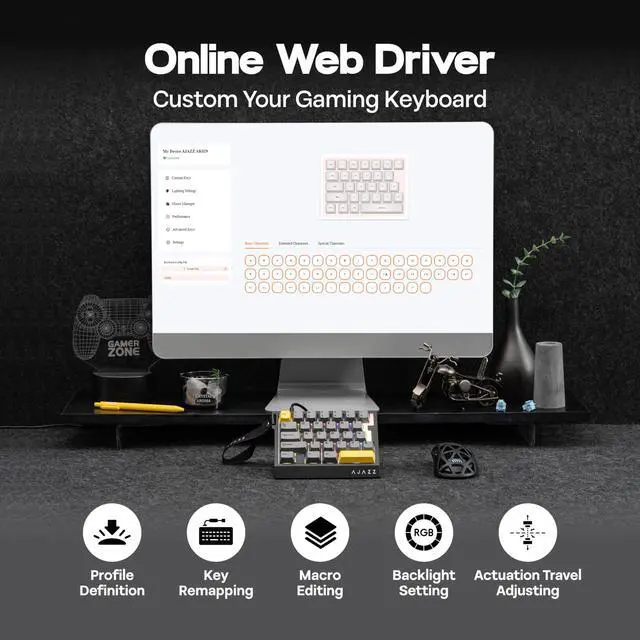 Alt view image 7 of 7 - One Handed Gaming Keyboard, 8Khz Polling, 29 Keys Rapid Fast Wired Keyboard, SOCD & DKS, Magnetic Switch, Adjustable Actuation, RGB Backlits, Aluminum Plate (Black)