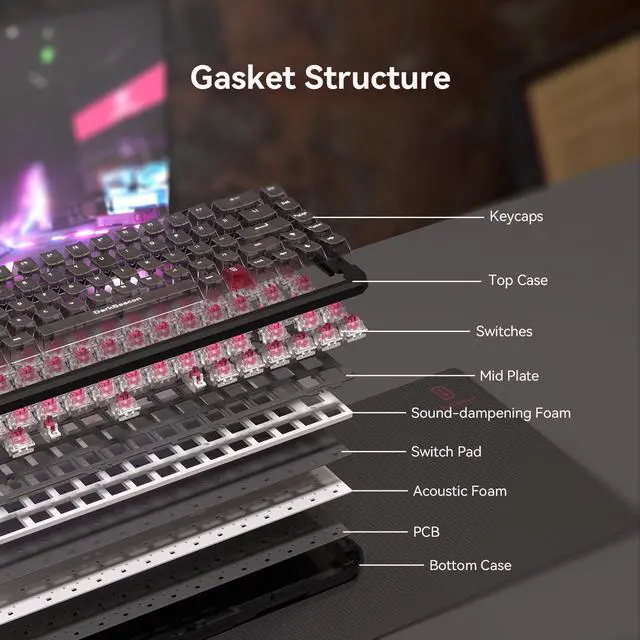 Alt view image 6 of 7 - HE Gaming Keyboard 65%, Hall Effect Magnetic Switch, AI-Powered Software, Wired Mechanical Keyboard with 0.01mm Fast Trigger, Adjustable Actuation, 8000Hz, Hot-Swap, RGB Backlit