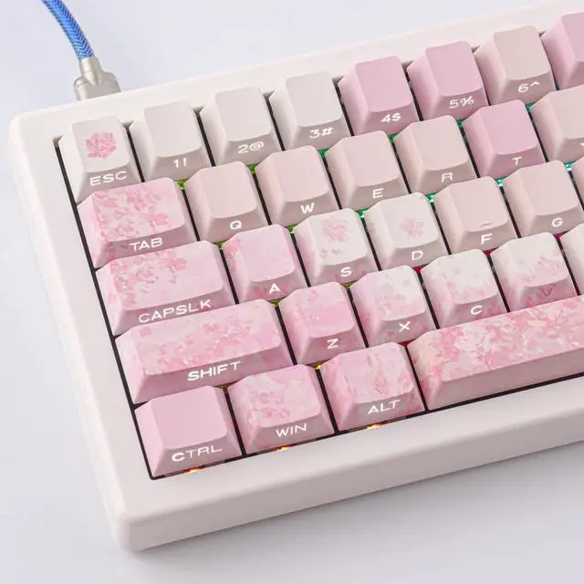 Alt view image 6 of 7 - Keycaps Cherry Blossom Tie-Dye Keycap Set-Custom PBT Pink Keycaps