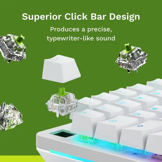 Alt view image 3 of 7 - Gaming - Raptor Clicky Switches for Mechanical Keyboards for Gaming: 36 PCS, 5-pin, Transparent for MAX RGB, Pre-Lubed, Compatible with MX Keycaps, Premium Click Bar for Thocky Sound