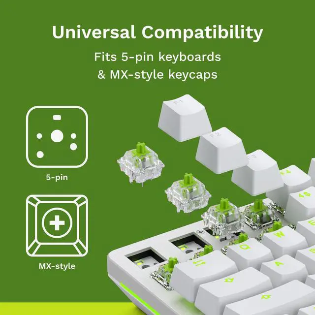 Alt view image 5 of 7 - Gaming - Raptor Clicky Switches for Mechanical Keyboards for Gaming: 36 PCS, 5-pin, Transparent for MAX RGB, Pre-Lubed, Compatible with MX Keycaps, Premium Click Bar for Thocky Sound