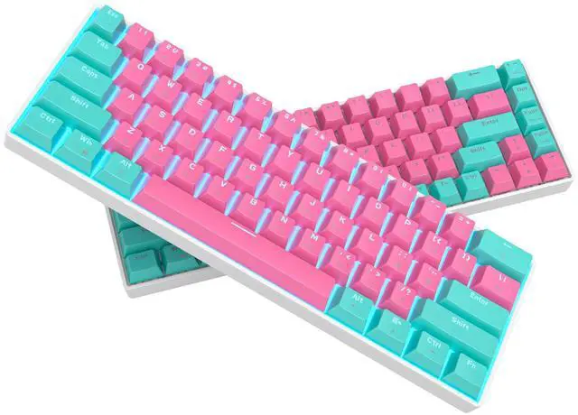 Alt view image 5 of 6 - Percent Gaming Keyboard Mechanical with Linear Red Switch, 61-Keys Pink Mini Gaming Keyboard LED Light Backlit PBT Keycaps for Laptop, Desktop, PC Gamers (61Miami)