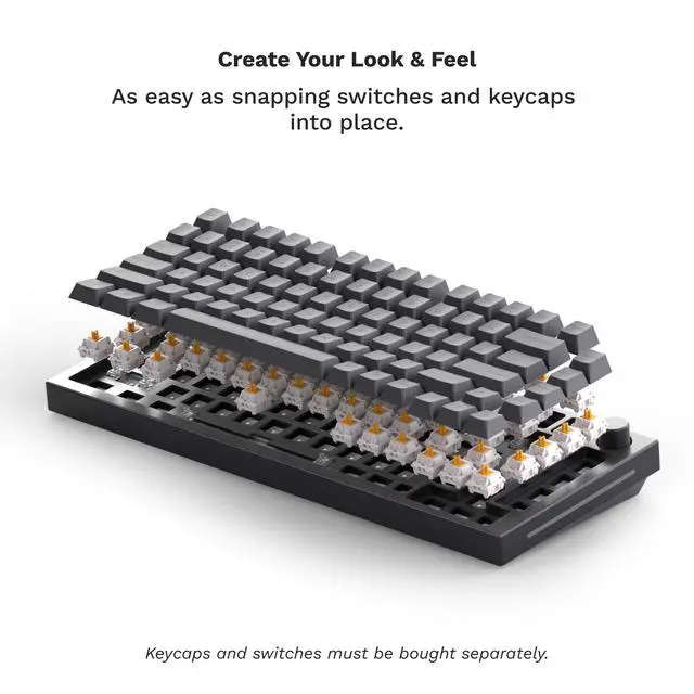 Alt view image 4 of 7 - Gaming GMMK PRO 75% Barebones Black (Frame Only) - Modular Mechanical Gaming Keyboard, TKL Size (75%), 3.3lb Frame, RGB, Fully Customisable, 5-Pin Switch Support