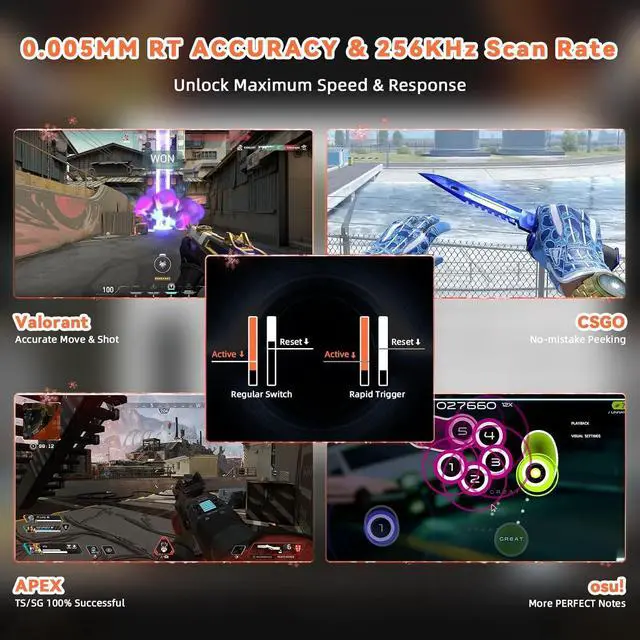 Alt view image 3 of 7 - Rapid Trigger Wired RGB Mechanical Gaming Keyboard-Black