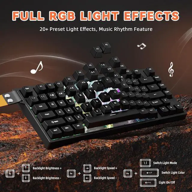 Alt view image 6 of 7 - Rapid Trigger Wired RGB Mechanical Gaming Keyboard-Black