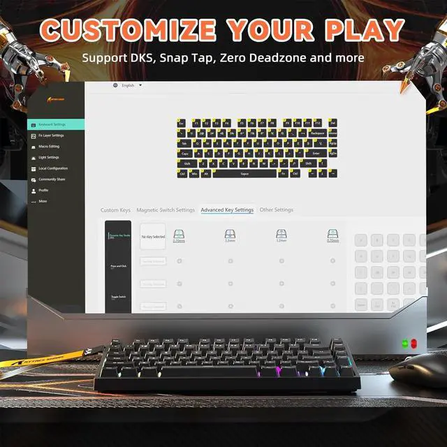 Alt view image 7 of 7 - Rapid Trigger Wired RGB Mechanical Gaming Keyboard-Black