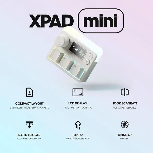 Alt view image 2 of 7 - Pulsar Lab XPAD Gaming Keyboard, Mini, White