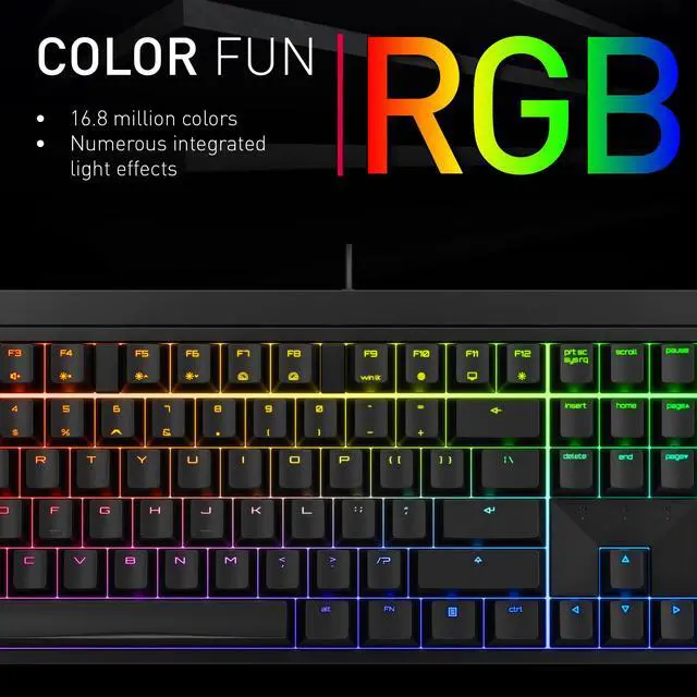 Alt view image 5 of 6 - Wired Mechanical Gaming Keyboard with RGB-Lighting, Designed in Germany, Full Key Rollover, Anti Ghosting, Cherry MX2A Blue Switches, White