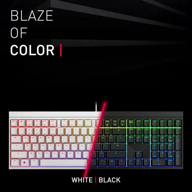 Alt view image 6 of 6 - Wired Mechanical Gaming Keyboard with RGB-Lighting, Designed in Germany, Full Key Rollover, Anti Ghosting, Cherry MX2A Blue Switches, White