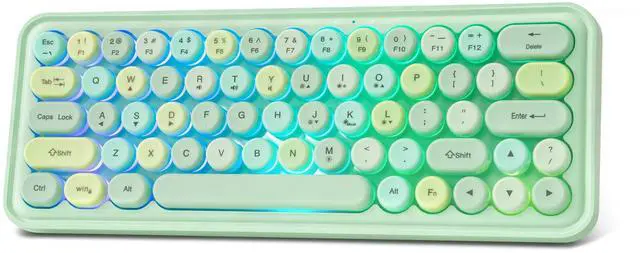 Main image of Wired RGB Creamy Typewriter Keyboard. 65 Percent Retro LED Membrance Gaming Keyboard. Small Ergonomic Optical Teclado with ABS Backlit Unreplaceable Round Keycaps. for Laptop and Office PC. (Green)