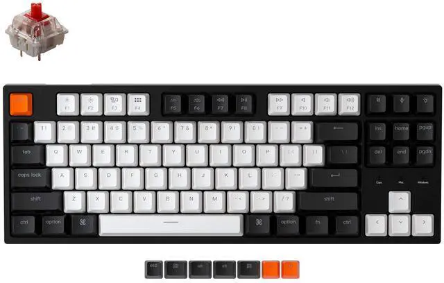 Main image of Wired Mechanical Keyboard, TKL 87-Key Tenkeyless Gaming Keyboard for Mac Windows, Hot-Swappable Gateron G Pro Red Switches, White Backlit, USB-C, Double-Shot ABS Keycaps