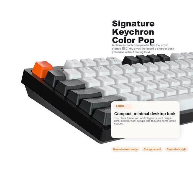 Alt view image 4 of 7 - Wired Mechanical Keyboard, TKL 87-Key Tenkeyless Gaming Keyboard for Mac Windows, Hot-Swappable Gateron G Pro Red Switches, White Backlit, USB-C, Double-Shot ABS Keycaps