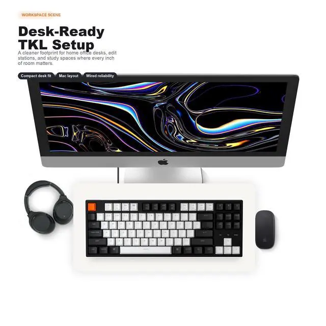 Alt view image 7 of 7 - Wired Mechanical Keyboard, TKL 87-Key Tenkeyless Gaming Keyboard for Mac Windows, Hot-Swappable Gateron G Pro Red Switches, White Backlit, USB-C, Double-Shot ABS Keycaps