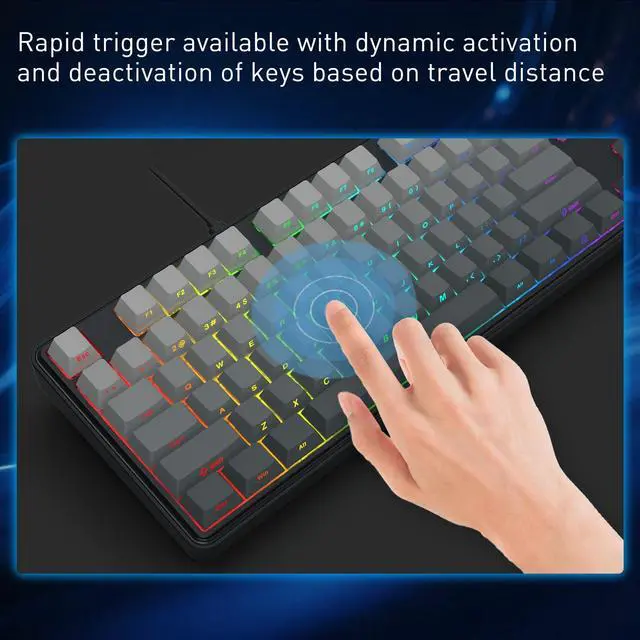 Alt view image 5 of 7 - Rapid Trigger Gaming Keyboard, 87 Keys TKL Wired Mechanical Keyboard w/Hyper-Fast Actuation Hall Effect Magnetic Switch, Actuation Point Adjustable, Side Printed PBT Gradient Keycaps