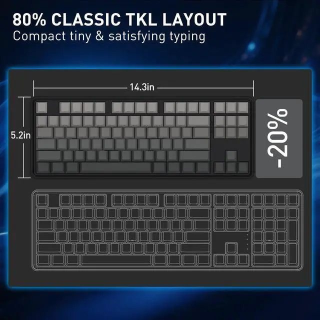 Alt view image 6 of 7 - Rapid Trigger Gaming Keyboard, 87 Keys TKL Wired Mechanical Keyboard w/Hyper-Fast Actuation Hall Effect Magnetic Switch, Actuation Point Adjustable, Side Printed PBT Gradient Keycaps