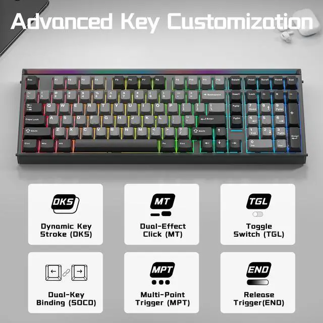 Alt view image 6 of 7 - Gaming Keyboard, Hall Effect Keyboard with Rapid Trigger Mode, Hot Swappable Magnetic Switch Keyboard with Number Pad, Web Driver,RGB Backlit Mechanical Keyboard for Office PC Gamer