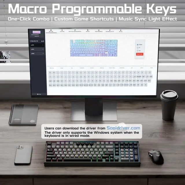 Alt view image 7 of 7 - Gaming Keyboard, Hall Effect Keyboard with Rapid Trigger Mode, Hot Swappable Magnetic Switch Keyboard with Number Pad, Web Driver,RGB Backlit Mechanical Keyboard for Office PC Gamer