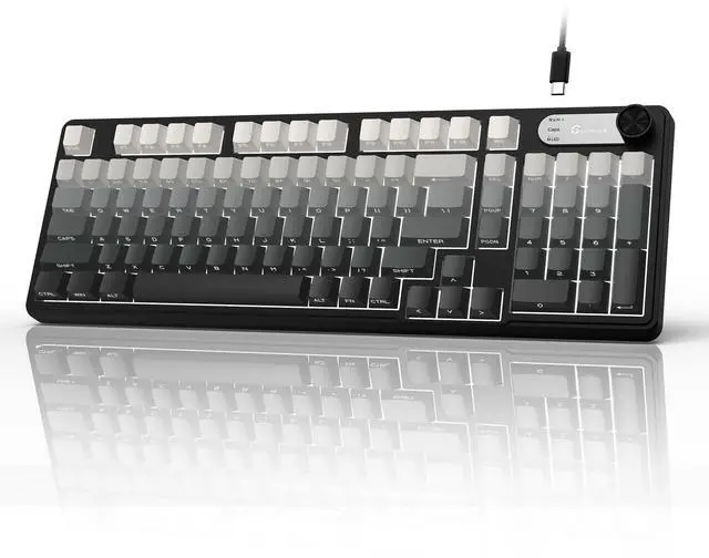 Main image of Gaming Keyboard, 99 Keys Silent Wired Keyboard with Number Pad & Knob, RGB Backlit, Side Printed PBT Keycaps, Anti-ghosting, Water Repellent Computer Keyboards for PC Mac Laptop Gamer